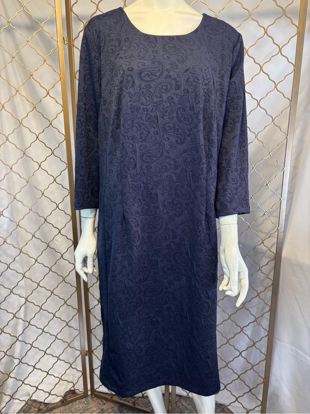 Rabbit Rabbit Rabbit Navy Paisley-Print Midi Shift Dress size 16W